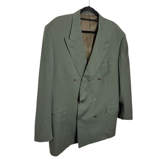 Canali Blazer 56R green sport coat double breasted jacket 100% wool - Picture 8 of 9